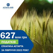 У першому півріччі 2022 року Астарта сплатила 627 млн грн податків