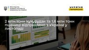 2 млн тонн кукурудзи та 1,6 млн тонн пшениці відправлено з України у листопаді