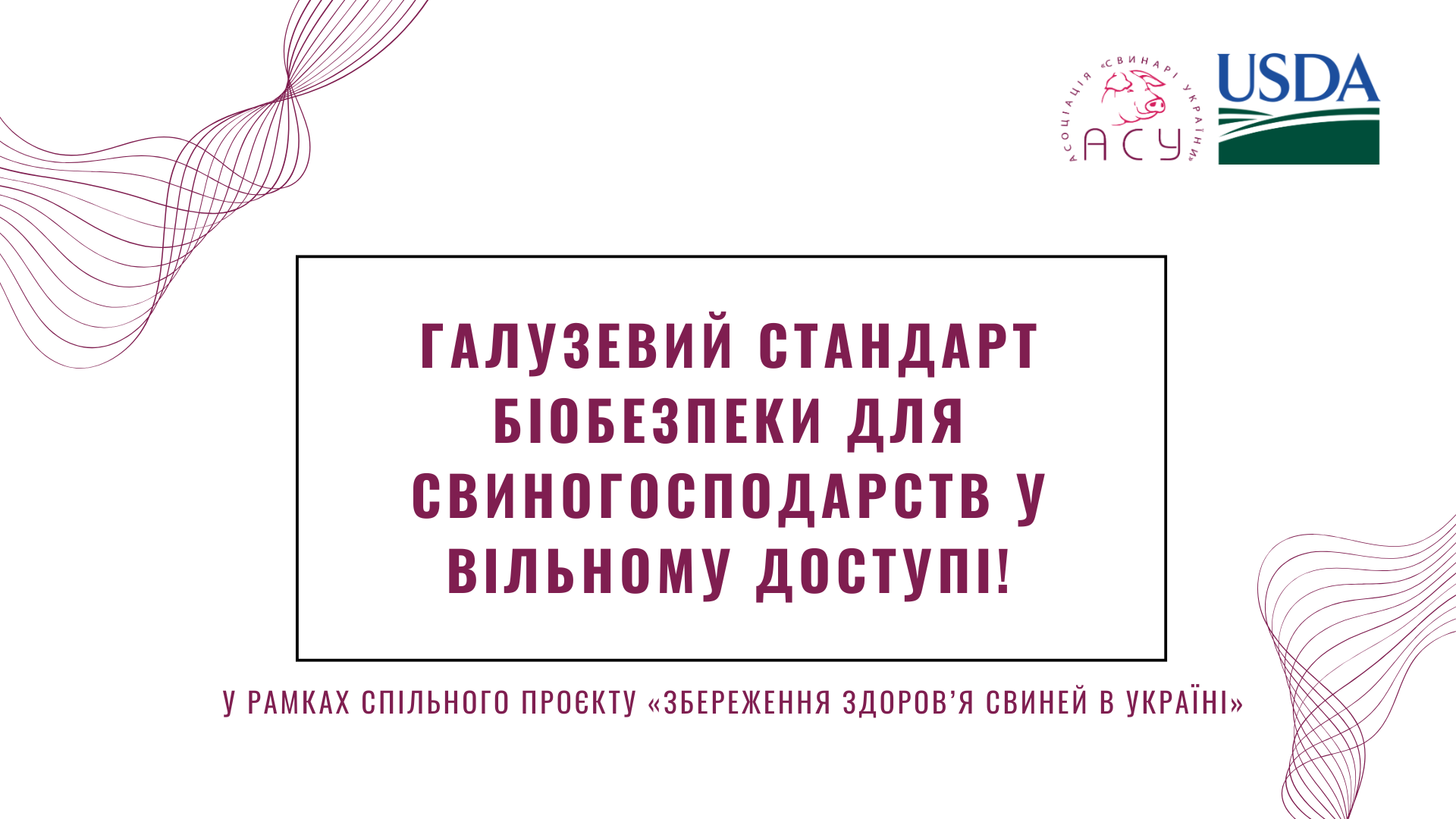 Галузевий стандарт біобезпеки для свиногосподарств у вільному доступі!