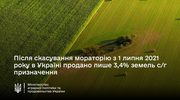 Після скасування мораторію на відчуження с.-г. земель продано лише 3,4% ділянок - міністр