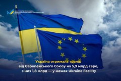 Україна отримала транш від ЄС на 5,9 млрд євро, з них 1,8 млрд — у межах інструменту Ukraine Facility