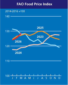 Значення Індексу продовольчих цін ФАО зростає другий місяць поспіль в основному внаслідок підвищення цін на олії та цукор внаслідок подорожчання енергоносіїв